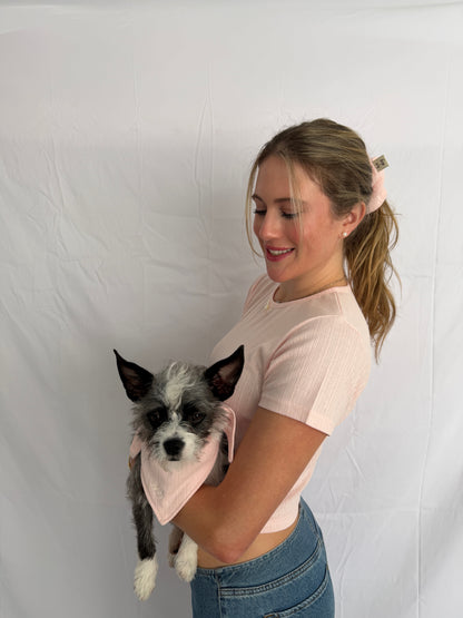 The Bandana and Scrunchie Set in blush pink, alternate view